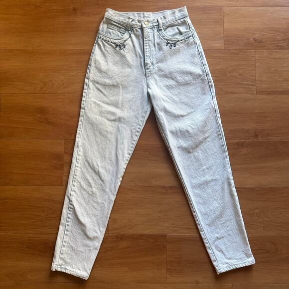 Vintage Western Rope Stitched Straight Jeans Sz 5 Cowgirl Rodeo Embroidered 90s - Picture 6 of 15